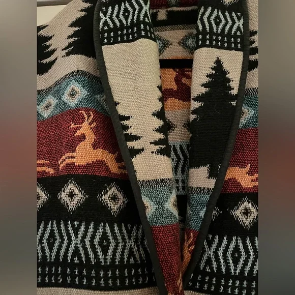 SOLD💔VTG 90s Southwestern Hand Made Woven Boho Navajo Cowgirl Hippie Blanket - Picture 4 of 9